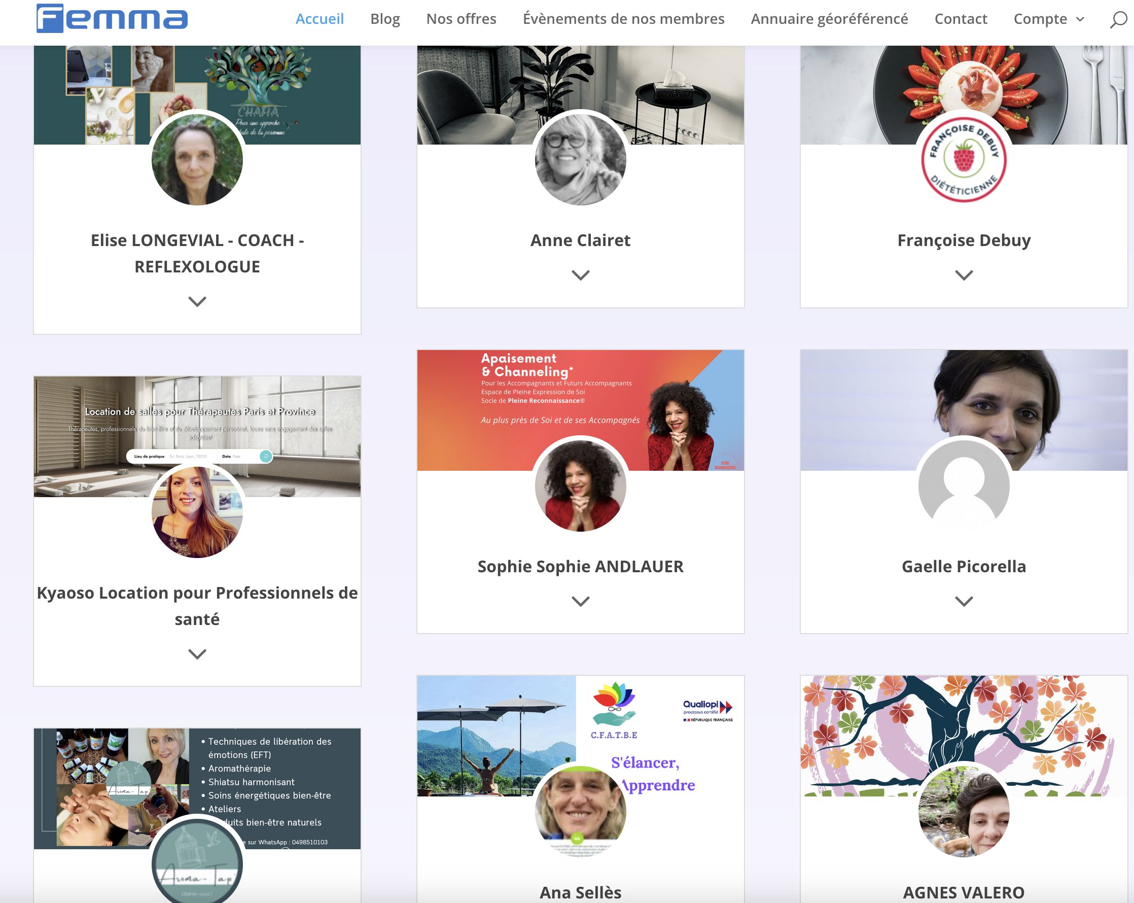 Nous souhaitons la bienvenue des nouveaux thérapeutes sur le site Femma.fr

annuaire géoréférencé


(inscription encore 