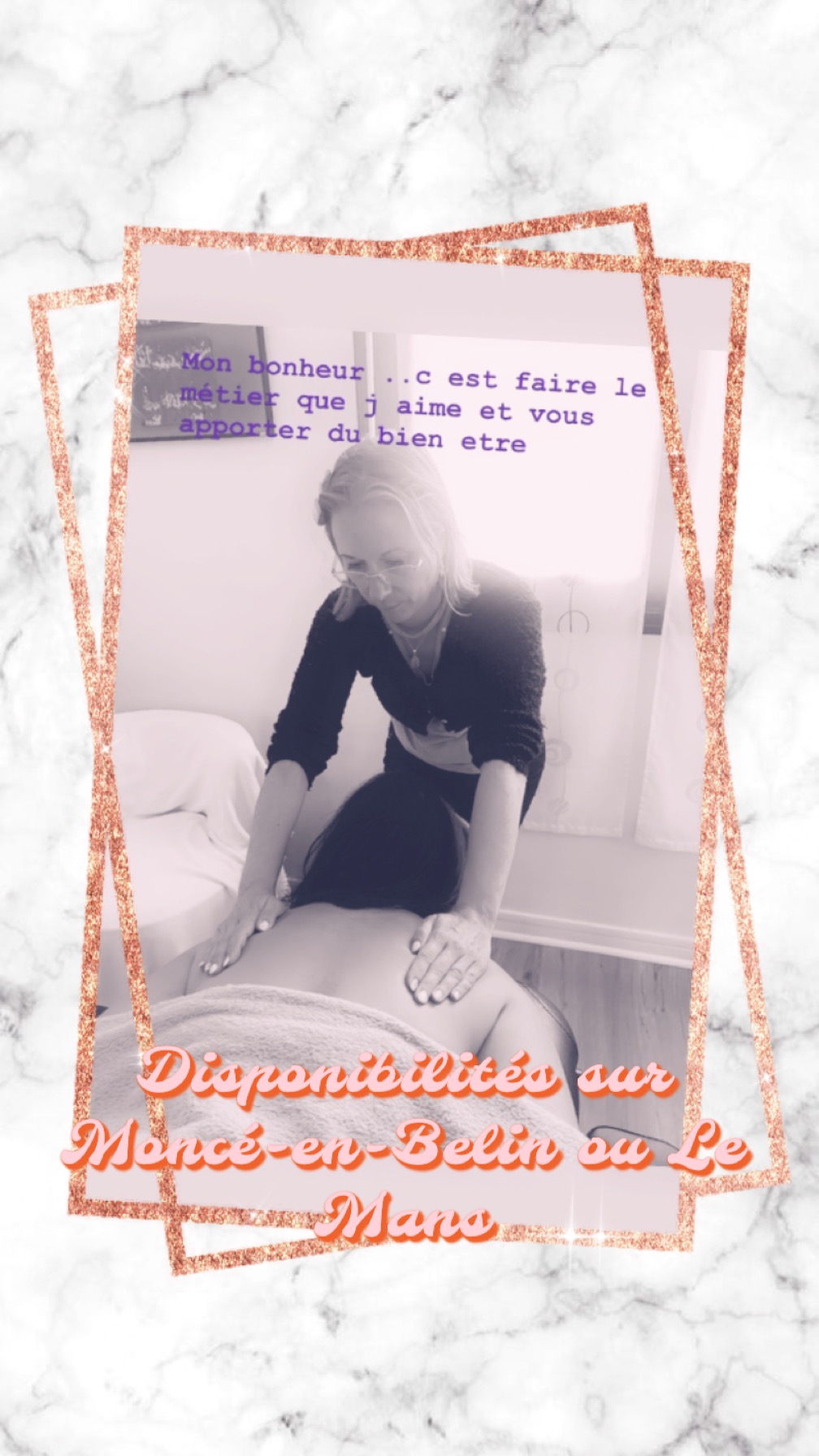 Praticienne massage bien etre 
Je vous propose des soins de massage relaxant 
